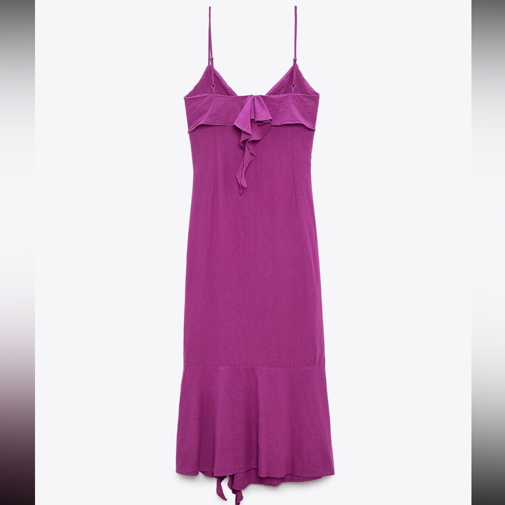 ZARA RUFFLED SLIP DRESS - Picture 7 of 8